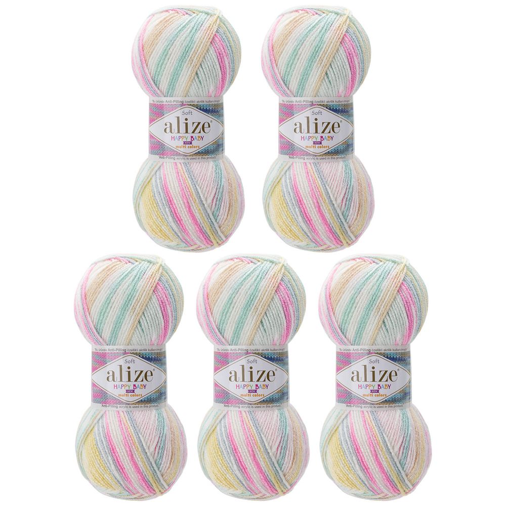 Пряжа Alize (Ализе) Happy Baby new Multi Colors / уп.5 мот. по 100 г, 320м, 52995 секционный
