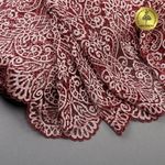 Кружево бельевое эластичное 225 мм / 25 м, 40992 цв.бордо+св.розовый, Kruzhevo