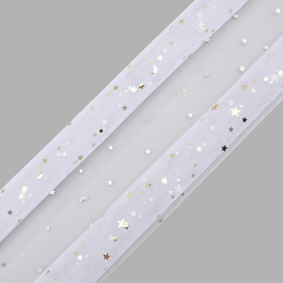 Фатин со звездочками 50х50см, AR1371, белоснежный