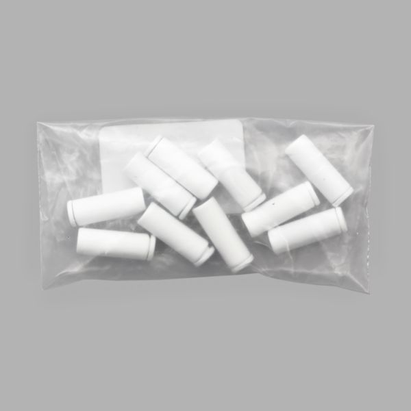 Наконечник для шнура пластик 7х20 мм, белая резина, 10 шт