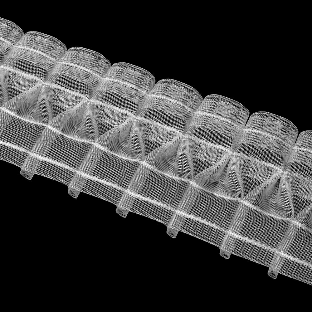 Лента (тесьма) шторная: сборка буфы (1:2) 100 мм / 50 метров, прозрачный, OZ-IS 4368 MP