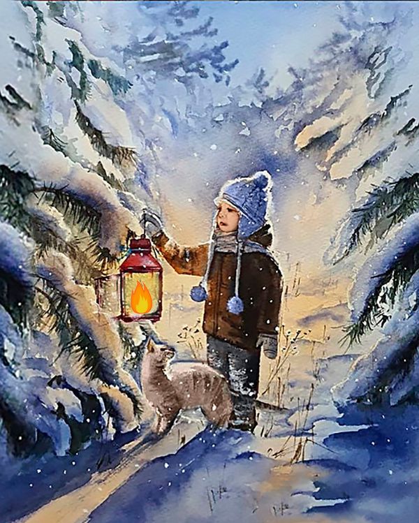 Алмазная (кристальная) мозаика Фрея, Зимний лес 40х50 см