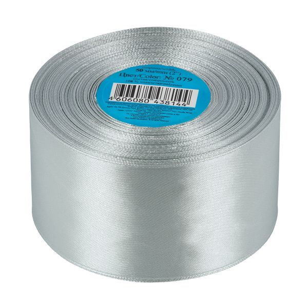 Лента атласная 1-сторонняя 50.0 мм / 33±2 метра, 079 бл.серый, Gamma