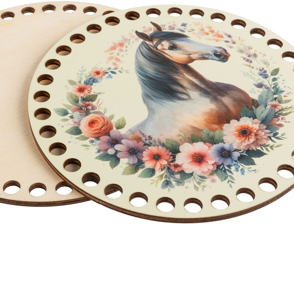 Набор донышек для вязания Глянцевый фанера ⌀15х0.4 см, 2 шт, 08 Лошадь, Love2art ДВ-01