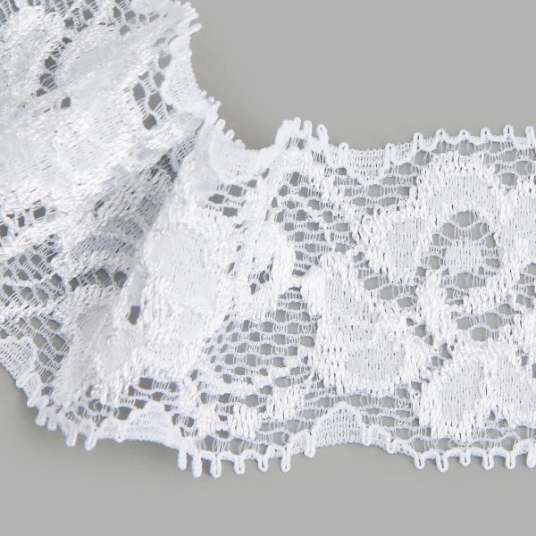 Кружево эластичное (стрейч) 35 мм, 25 м, белый