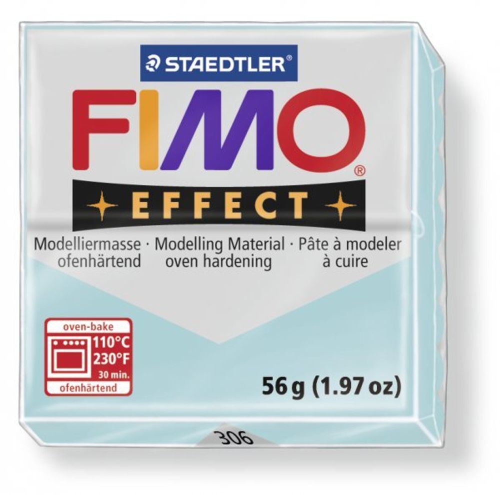 Полимерная глина Fimo Effect, запекаемая в печке, уп. 56 гр, цв. голубой ледяной кварц, 8020-306