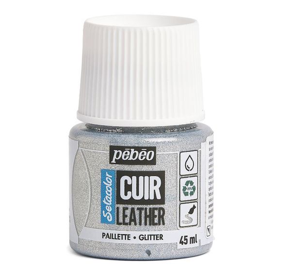 Краска по коже Setacolor 45 мл, 295636 Серебро с глиттером, Pebeo, 295636