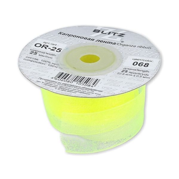 Лента капроновая (органза) 25.0 мм / 22.8±1 метра, 068 салатовый, Blitz OR-25