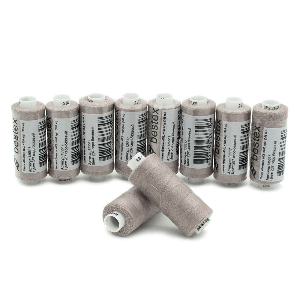 Нитки швейные бытовые Bestex 40/2, 365 м (400 ярд) / 10 кат., 287 пастельная орхидея