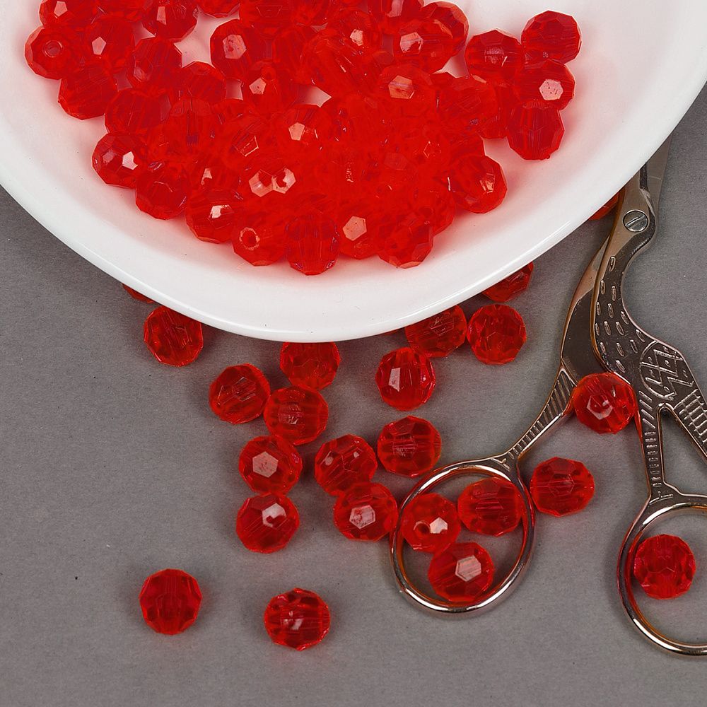 Бусины акрил ⌀10 мм, MG.3241-04, цв.04 красный, уп.500 г, Magic4Hobby