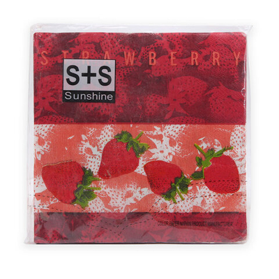 Салфетки 33х33см, 2-х слойные 20 шт/упак (клубника), JLC-2PLY