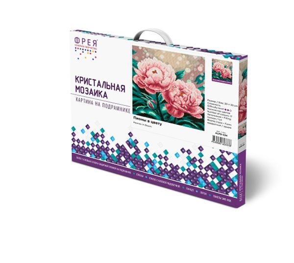 Алмазная (кристальная) мозаика Фрея ALPD-224, на подрамнике Пионы в цвету, 30х30 см