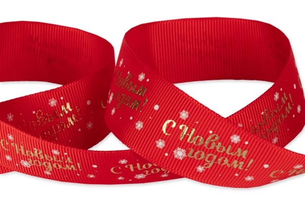 Лента репсовая (в рубчик) с рисунком 25.0 мм / 25±1 метров, красный, Gamma GRC-25N