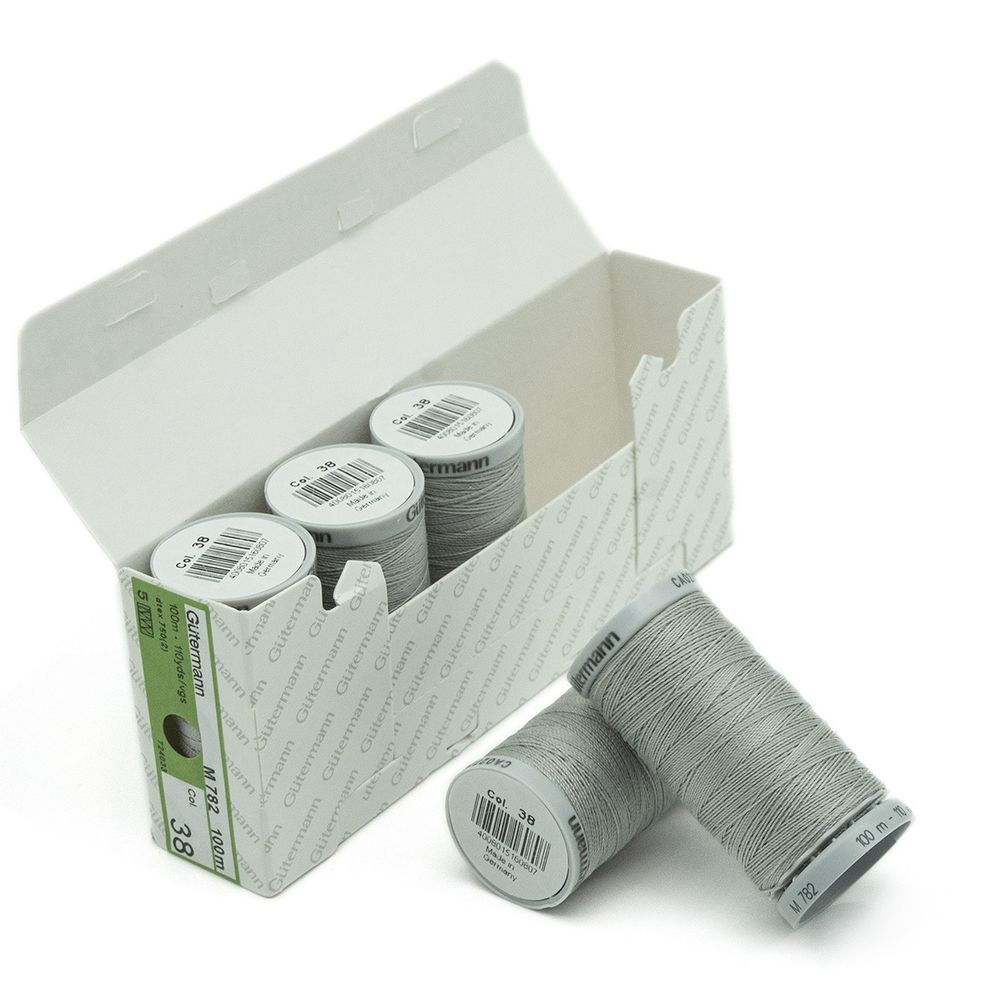 Нитки суперкрепкие Gutermann Extra Strong M782, 100м, 038 св.серый, 5 катушек
