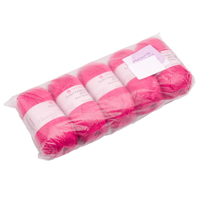 Пряжа Пехорка Блестящее лето / уп.5 мот. по 100 г, 380 м, 439 малиновый