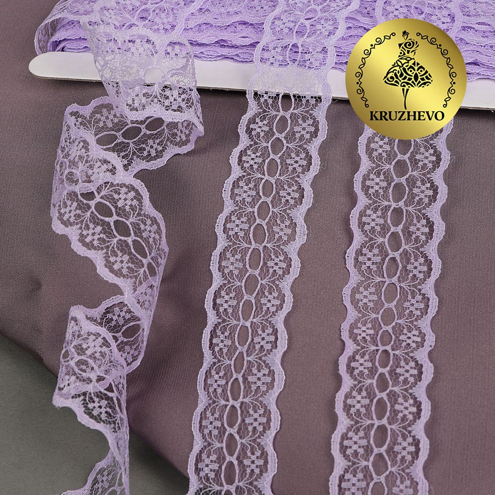 Кружево отделочное в стиле "трикотаж" 28 мм, TBY 1670, цв.11 св.сиреневый, уп.27.4м