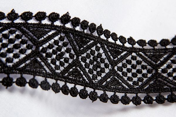 Кружево гипюр (плетёное) 42 мм / 10 м, черный, Gamma GGM-4201
