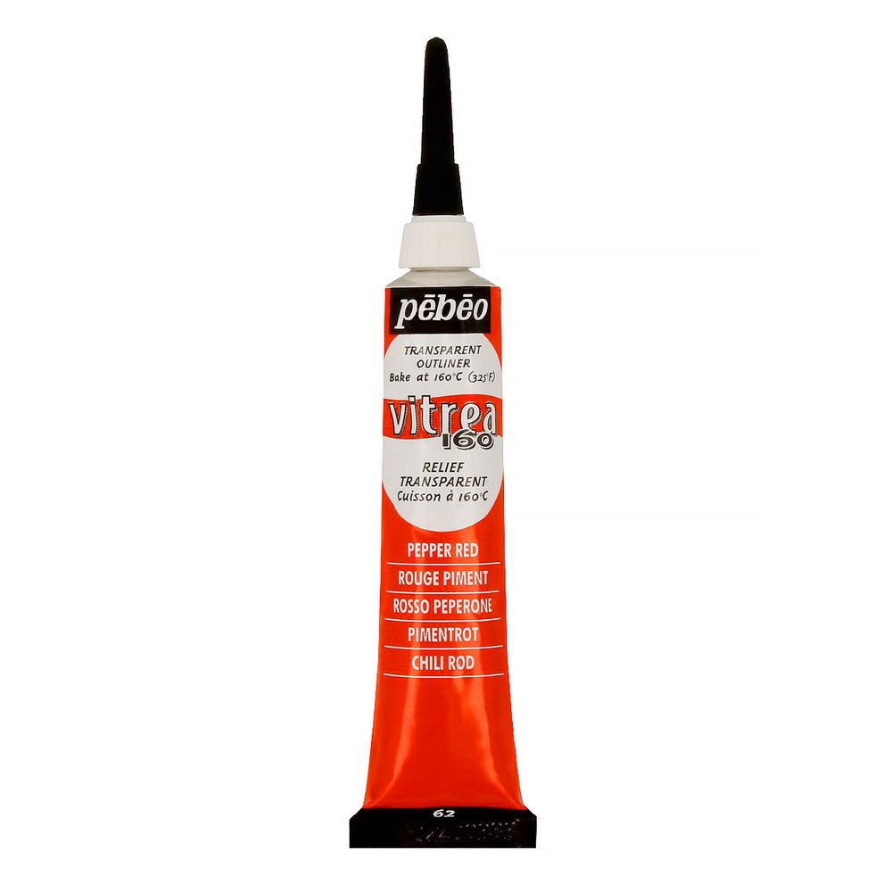 Контур по стеклу под обжиг Vitrea 160 20 мл, 114062 красный, Pebeo