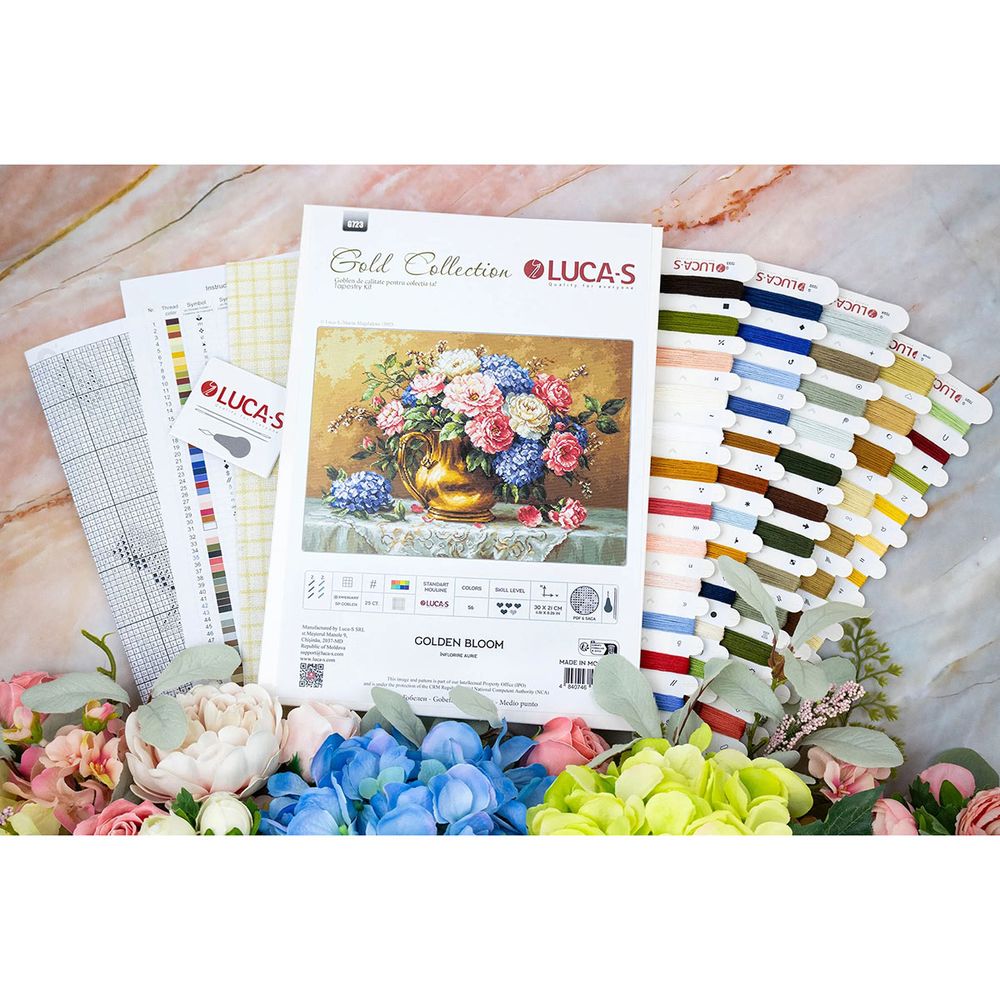 Набор для вышивания нитками Luca-S G723, гобелен Золотое цветение 30х21см