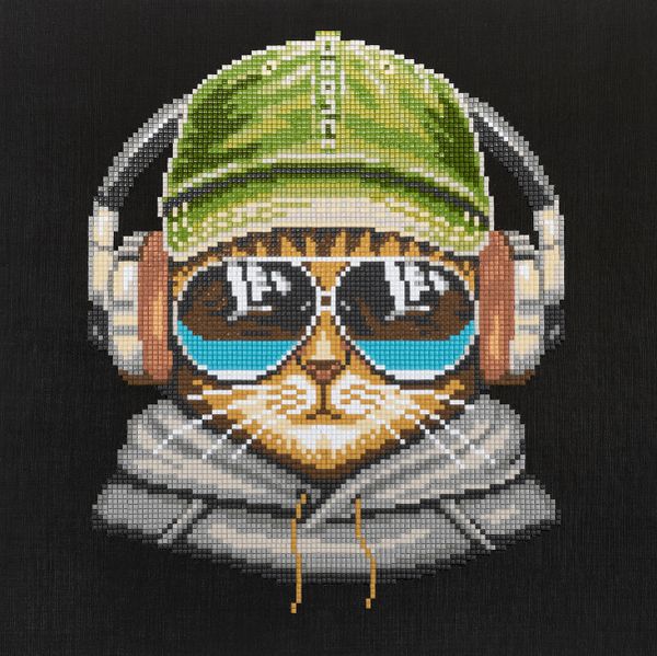 Алмазная (кристальная) мозаика Фрея, постер Кот- меломан, 30х30 см