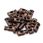 Фиксатор (зажим) для шнура металл 1 отв., 20х10 мм, (in ⌀4.5 мм), цв.т.медь, 20 шт