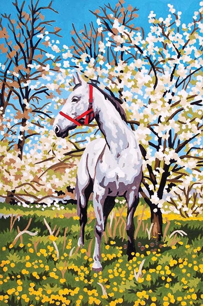 Рисунок для вышивания Grafitec (канва жесткая), &quot;Лошадь в саду&quot;, 22х30 см