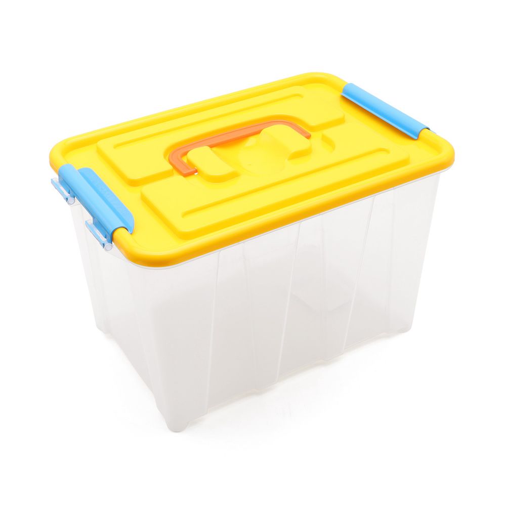 Контейнер для хранения пластмассовый с крышкой и ручками 6л, 285х190х180 мм, желтый