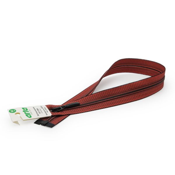 Молния спираль (витая) Arta Т5 (5 мм) 1 зам., разъем., 60 см, тесьма меланж, цв. D818M кирпично-черный, 1 шт