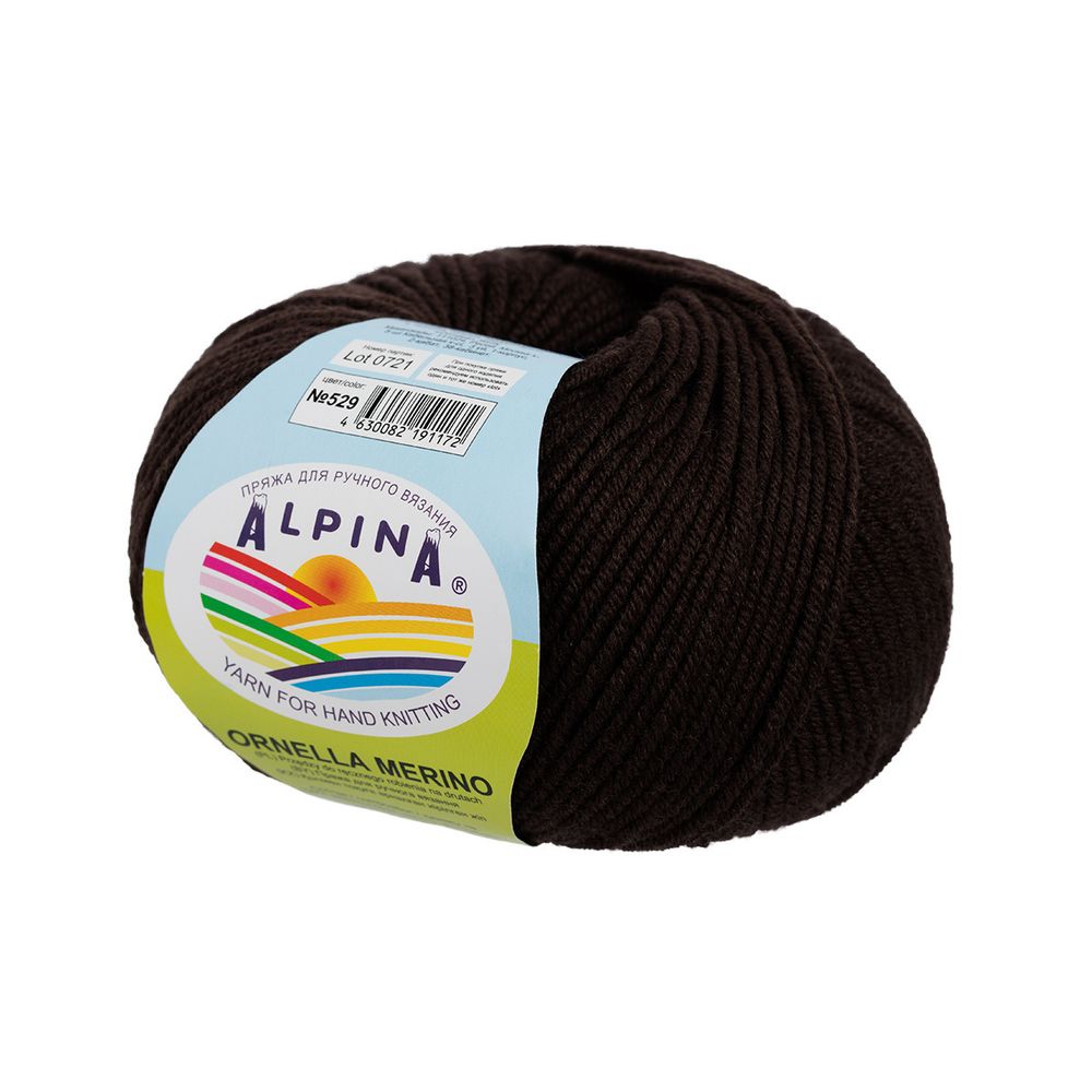 Пряжа Alpina Ornella Merino / уп.10 мот. по 50г, 125м, 529 коричневый