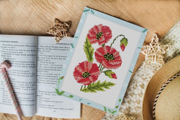 Алмазная (кристальная) мозаика Фрея, Маки, 19,5х14 см