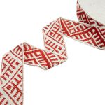 Лента (тесьма) жаккардовая 24.0 мм / 25±1 метров, Славянский орнамент Оберег, рис.9467 белый/красный, С3772Г17