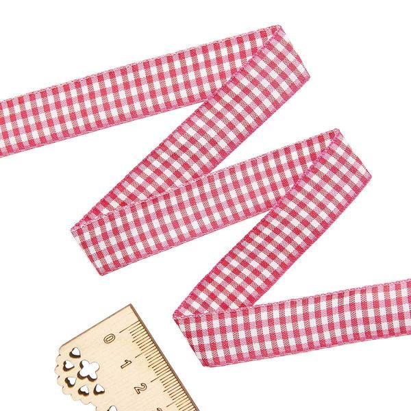 Лента Шотландка, 15.0 мм / 25 м (малиновый/белый), С3723