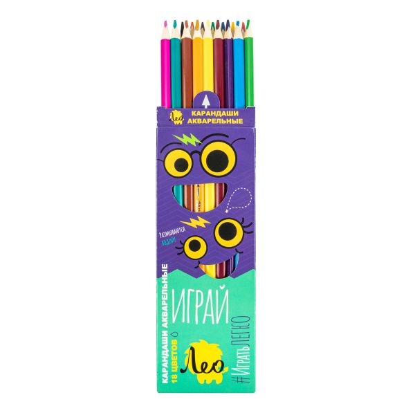 Набор трехгранных акварельных карандашей заточенный 8х18 цв, Лео LGWP-18