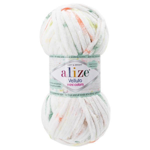Пряжа Alize (Ализе) Mini Colors серия Бархат (Velluto) / уп.5 мот. по 100 г, 68м, 8107 принт