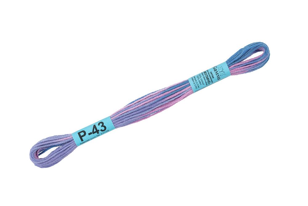 Мулине Gamma меланж, цв.Р-43 сиреневый-розовый-синий, 12 мотков по 8 метров