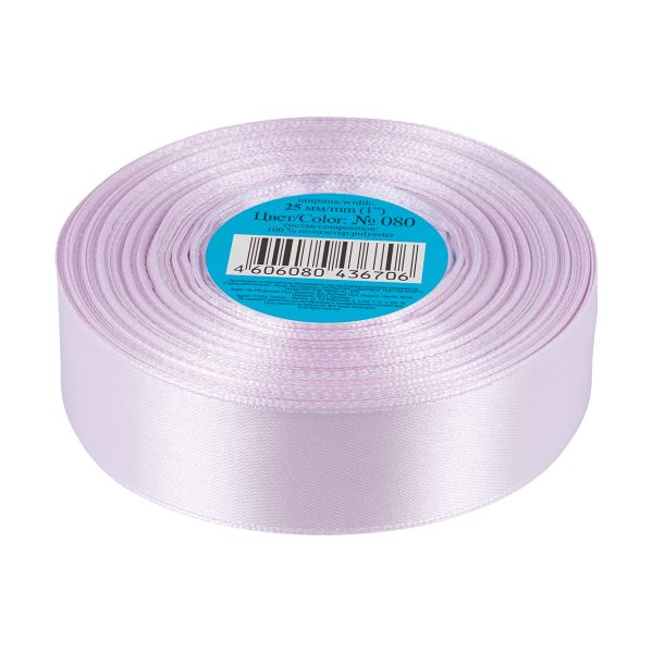 Лента атласная 1-сторонняя 25.0 мм / 33±2 метра, №080 сиреневый, в термоплёнке, Gamma
