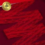 Кружево отделочное в стиле "трикотаж" 40 мм, 150-1, цв.14 красный, 9.14м