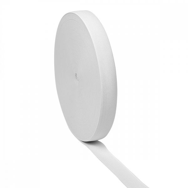 Резинка вязаная 25.0 мм / 40 метров, стандартная 3.9-4.3 г/п.м., белый