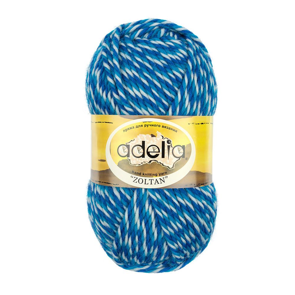 Пряжа Adelia Zoltan / уп.5 мот. по 100г, 115м, 132 белый-голубой-синий