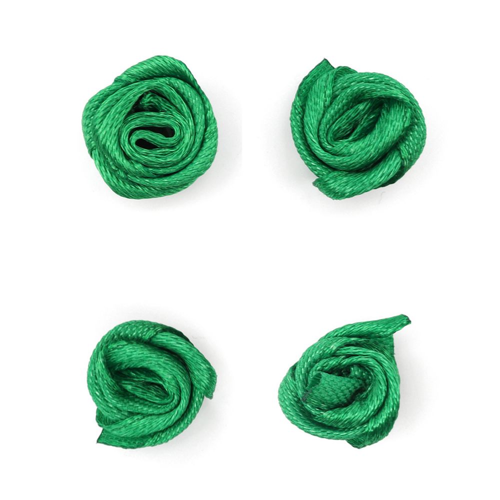 Цветы пришивные атласные Роза 1,5 см, 4шт (зеленый)