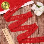 Кружево вязаное (тесьма) 27 мм / 10 метров, хлопок, TBY.1005 цв.F162 красный, Kruzhevo