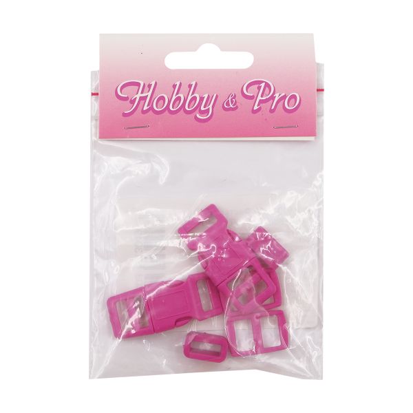 Фастекс (пряжка трезубец), рамка и рамка-регулятор 10мм, пластик, (2 компл.) Hobby&Pro, розовый, A03001037-10