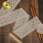 Кружево вязаное (тесьма) 60 мм / 10 метров, 3014 цв.F307 лен, Kruzhevo