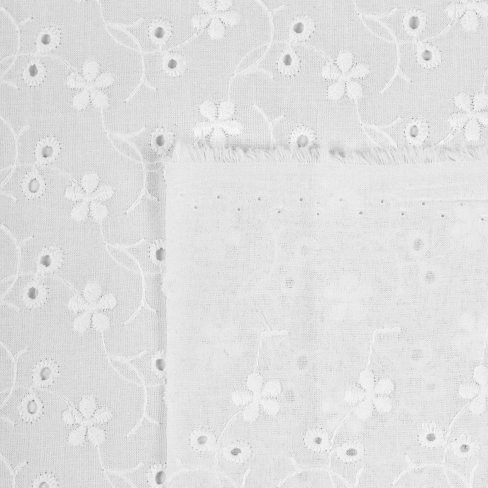 Ткань шитьё (прошва) 100 г/м², 150 см / 2 метра, TBY.Emb.8067.1.2, цв.01 белый