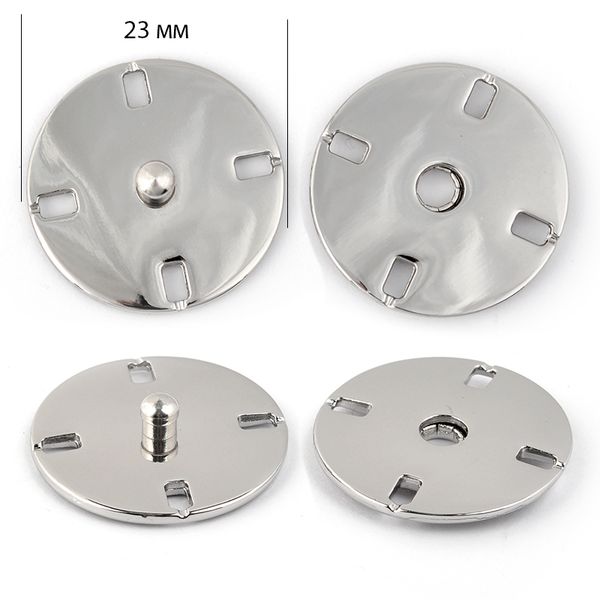 Кнопка пришивная металл ⌀23.0 мм, S0003 цв.никель уп. 20 шт, TBY