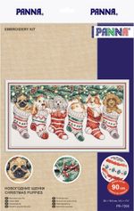 Набор для вышивания нитками Panna, Новогодние щенки, 39х19,5 см