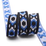 Лента (тесьма) жаккардовая 20.0 мм / 10±0.5 метров, Геометрический орнамент 20279 V2 черный/синий