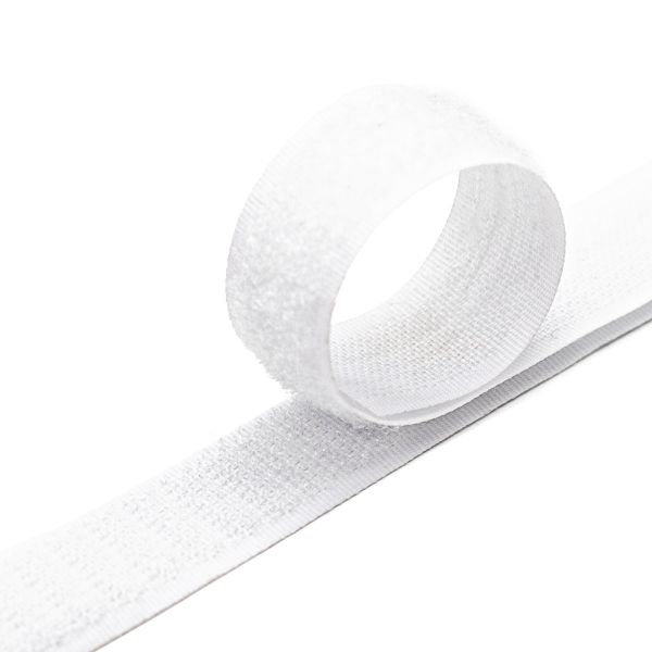 Лента контактная липучка фасовка (велкро) пришивная 25 мм / 25 см, Hobby&Pro, белый, ПАРА (крючок+петля), качество 