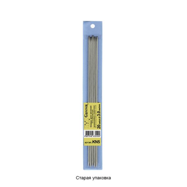 Спицы чулочные металл ⌀3.0 мм, 20 см, с покрытием, Gamma KN5