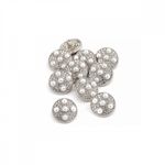 Пуговицы на ножке металлические 24L=15мм, С-MP17 цв.серебро/перламутр, 10 шт